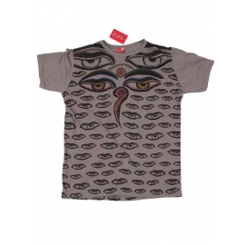 T-shirt etnica uomo occhi di Buddha - Grigia